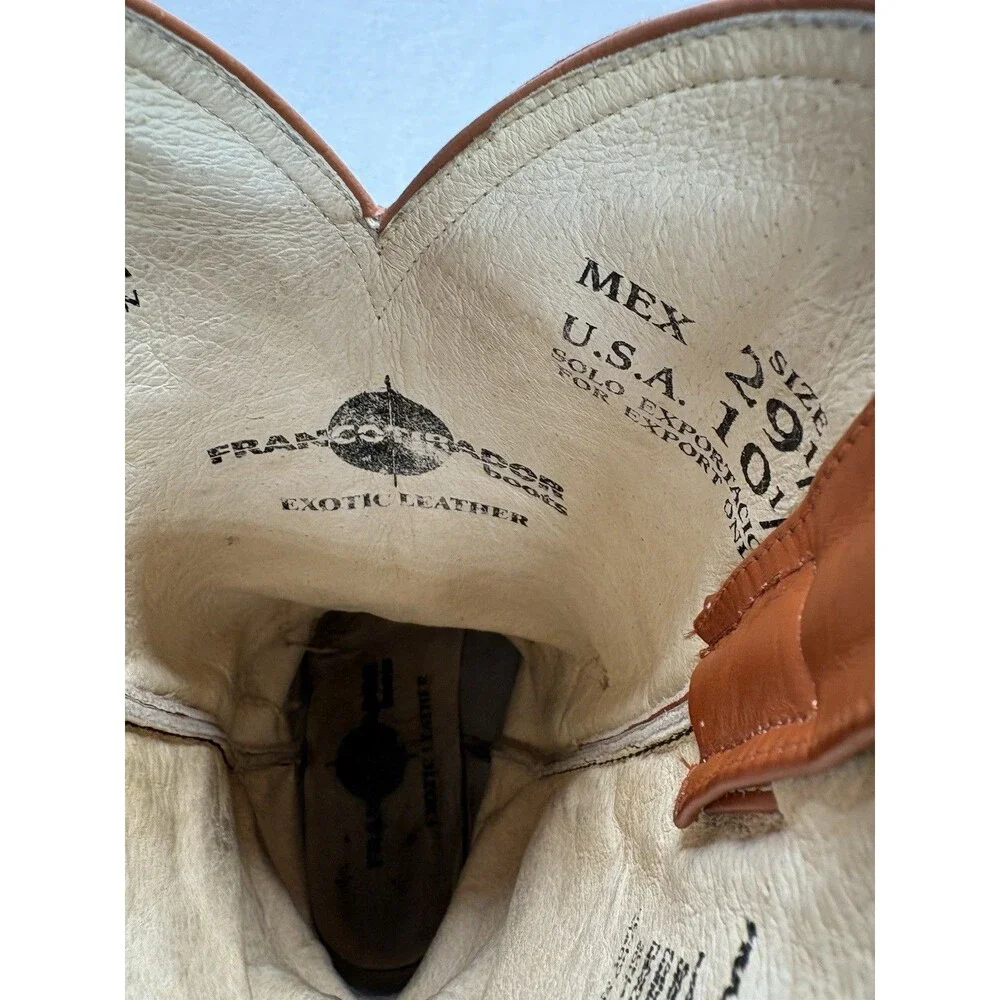 Vintage Y2K Francotirador Men’s Boots Genuine Anguila Eel Skin Cognac Sz 10 1/2